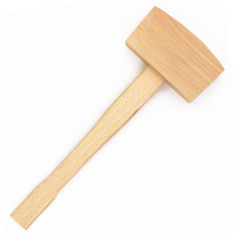 WEICHUAN Unfinished Beech Wood Mallet Ice Hammer Mallet - Solid Beechwood Damage-Free Striking Woodworking Carving Mallet Woodworking Hand Tool - 5 x 13.8" - Image 1